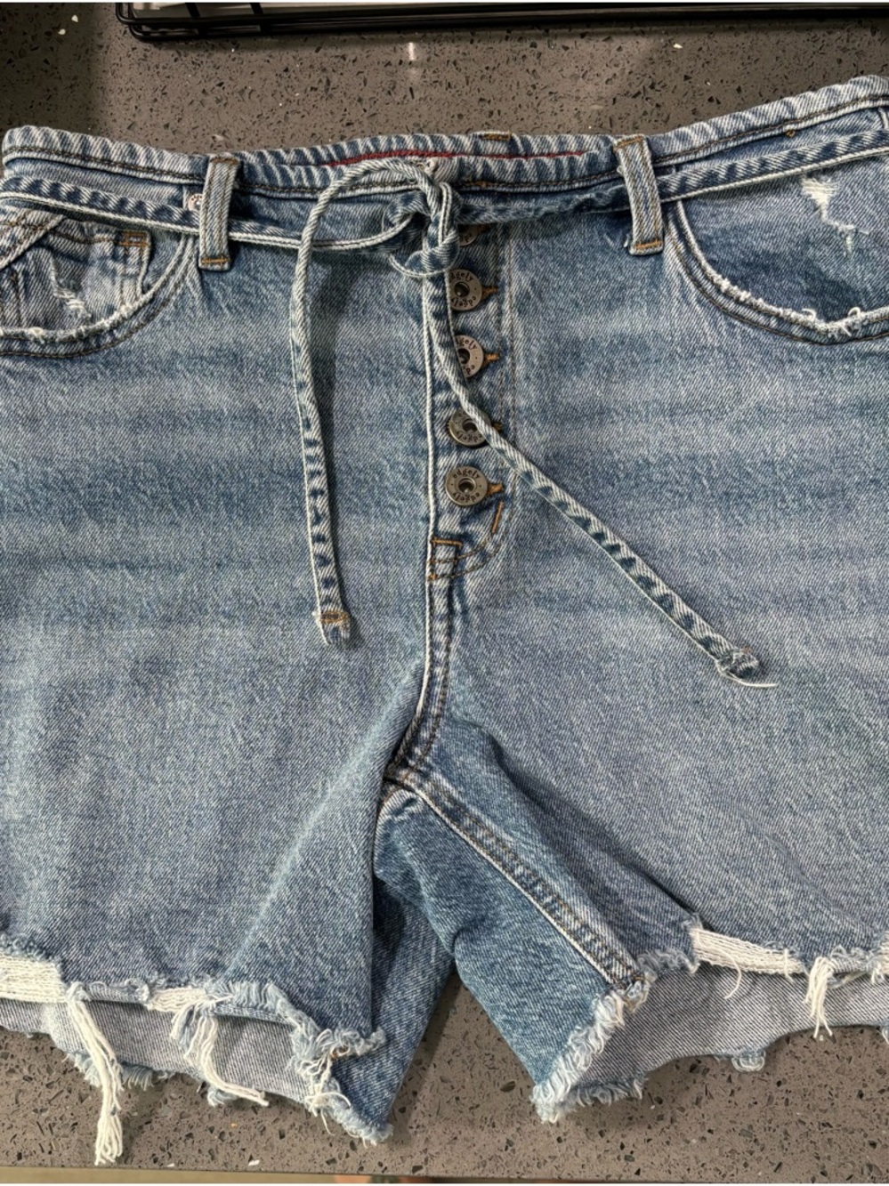 edge Light Blue Denim High-Rise Shorts